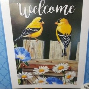 Outdoor Garden Flag Double Sided Welcome Birds
